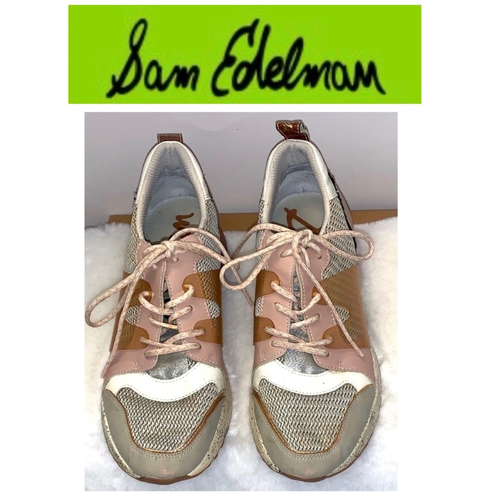 🪢 Sam Edelman Women's Sneakers in Pink, Silver & White 9